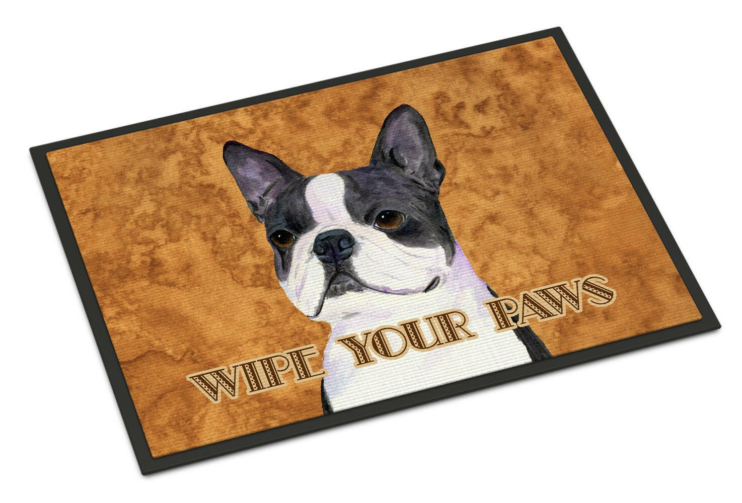 Boston Terrier Wipe your Paws Doormat Indoor Outdoor 18H X 27W Front Door Mat Rugs for Entryway, Non Slip Washable