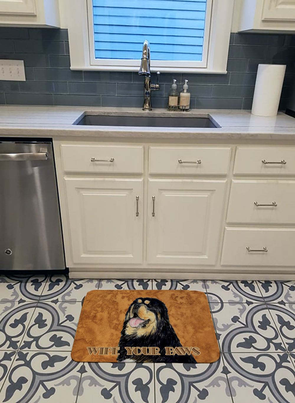 Tibetan Spaniel Wipe your Paws Memory Foam Kitchen Mat Machine Washable Anti-Fatigue Cushion Comfort Bath or Kitchen Rug