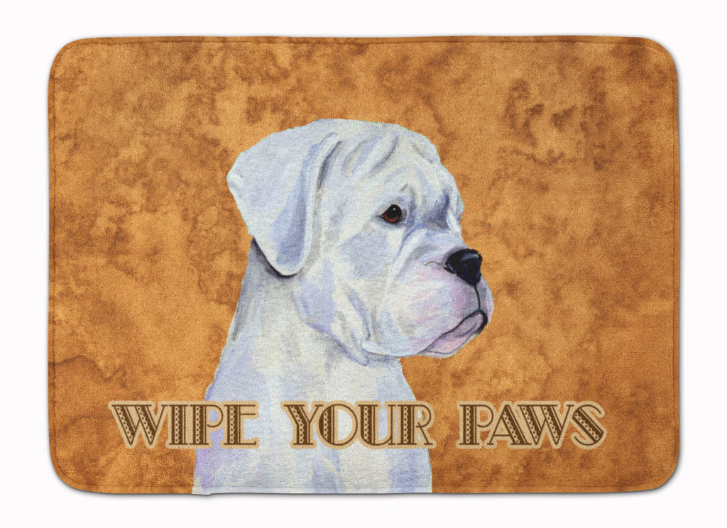White Boxer Wipe your Paws Memory Foam Kitchen Mat Machine Washable Anti-Fatigue Cushion Comfort Bath or Kitchen Rug