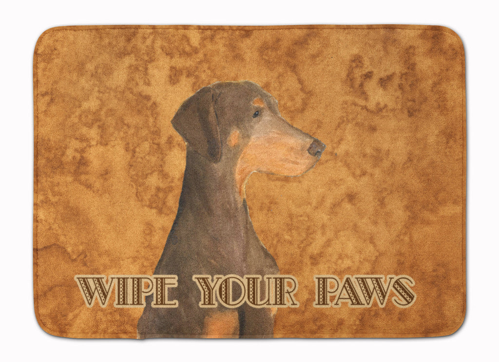 Chocolate Natural Eared Doberman Wipe your Paws Memory Foam Kitchen Mat Machine Washable Anti-Fatigue Cushion Comfort Bath or Kitchen Rug