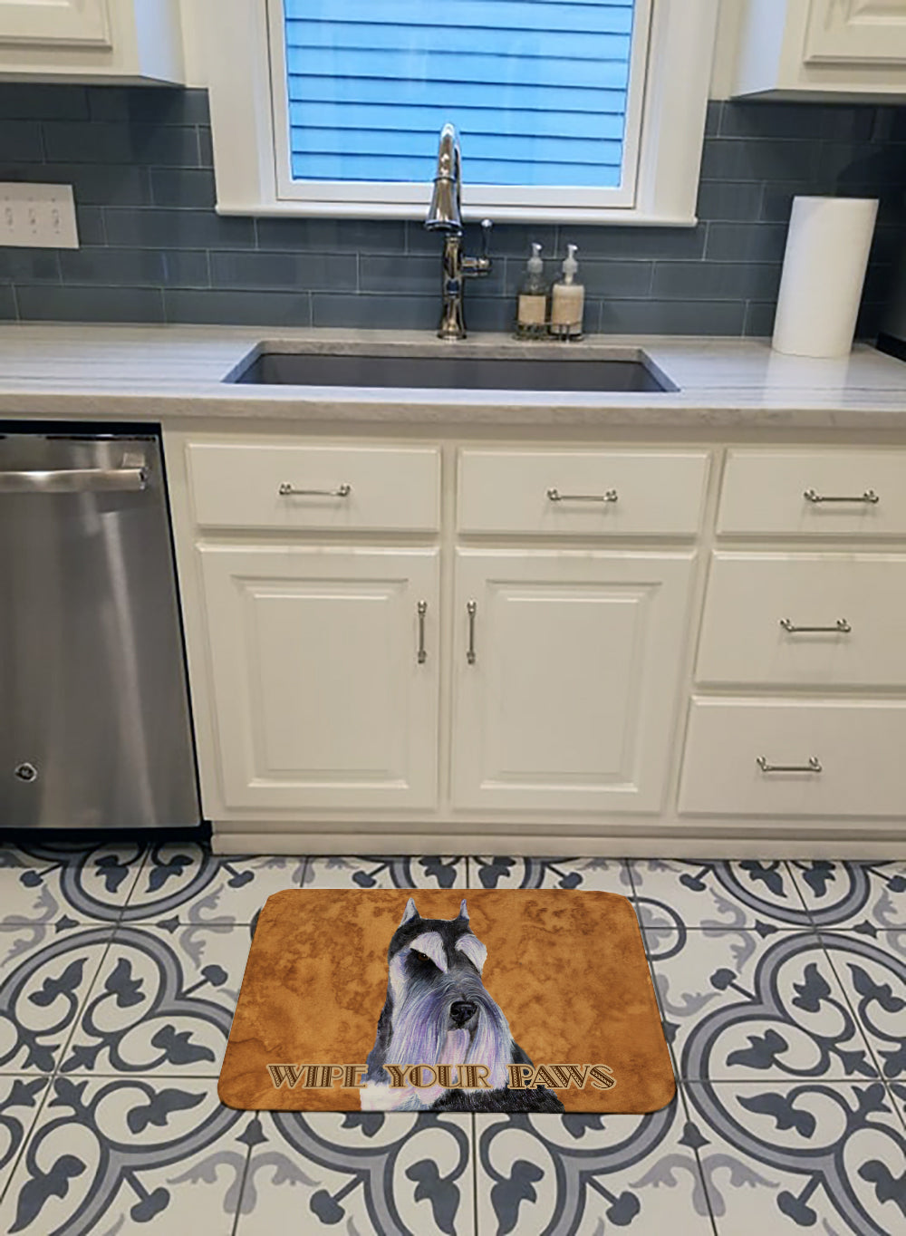 Schnauzer Wipe your Paws Memory Foam Kitchen Mat Machine Washable Anti-Fatigue Cushion Comfort Bath or Kitchen Rug
