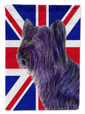 Skye Terrier with English Union Jack British Flag House Flag 28x40 Porch Sleeve Pole Decorative Outside Yard Banner Artwork Wall Hanging, Polyester