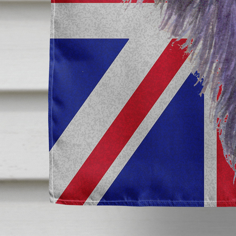 Skye Terrier with English Union Jack British Flag House Flag 28x40 Porch Sleeve Pole Decorative Outside Yard Banner Artwork Wall Hanging, Polyester