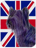 Skye Terrier with English Union Jack British Flag Cutting Board Tempered Glass Kitchen Cutting Surface, Heat Resistant Chopping, Non-Slip Feet, Food Prep & Serving