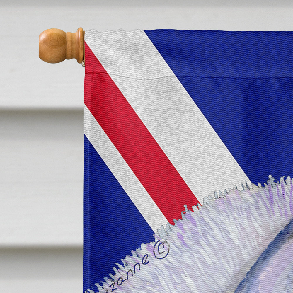 Siberian Husky with English Union Jack British Flag House Flag 28x40 Porch Sleeve Pole Decorative Outside Yard Banner Artwork Wall Hanging, Polyester