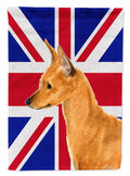 Min Pin with English Union Jack British Flag House Flag 28x40 Porch Sleeve Pole Decorative Outside Yard Banner Artwork Wall Hanging, Polyester