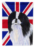 Japanese Chin with English Union Jack British Flag House Flag 28x40 Porch Sleeve Pole Decorative Outside Yard Banner Artwork Wall Hanging, Polyester