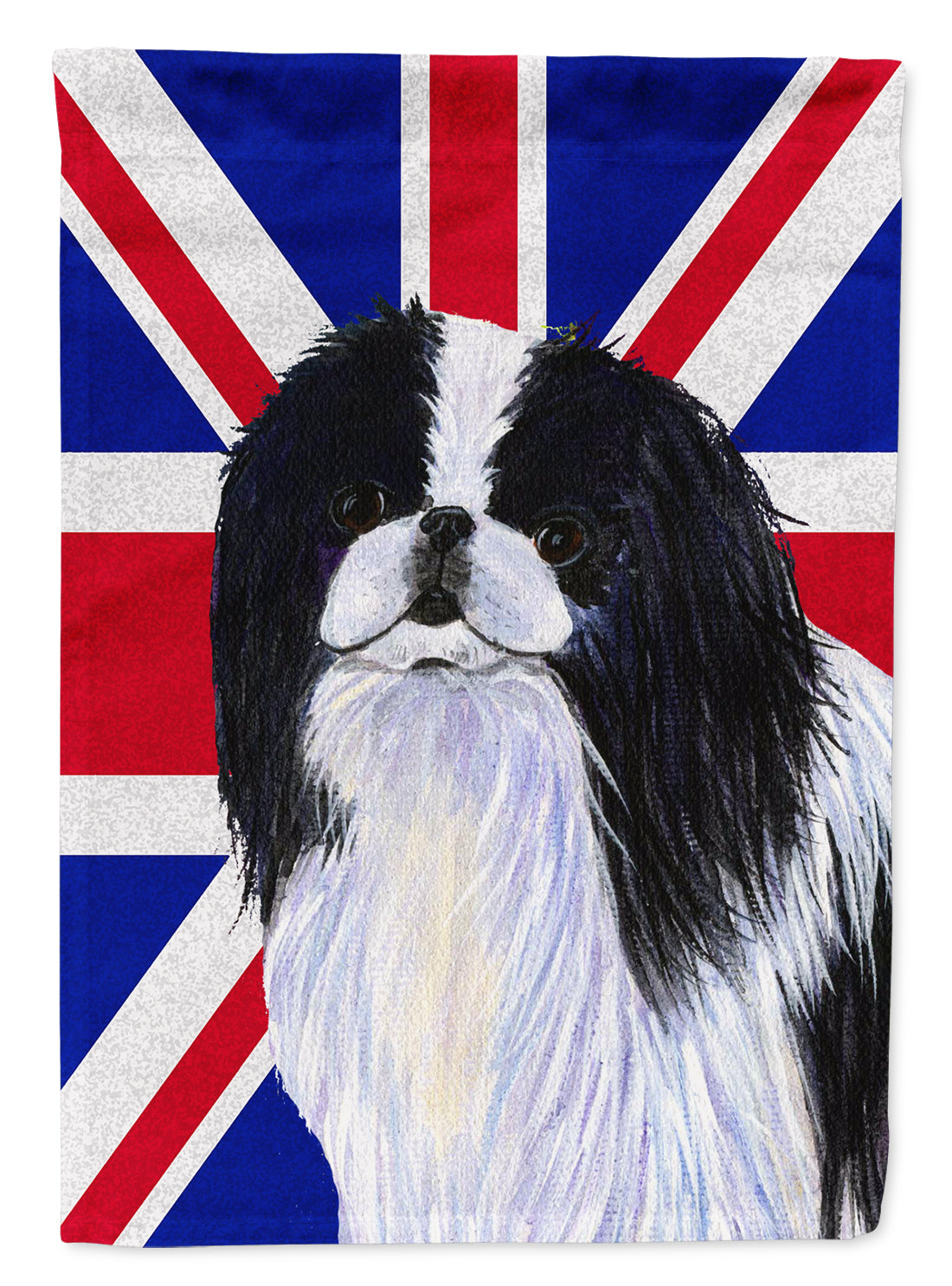 Japanese Chin with English Union Jack British Flag House Flag 28x40 Porch Sleeve Pole Decorative Outside Yard Banner Artwork Wall Hanging, Polyester