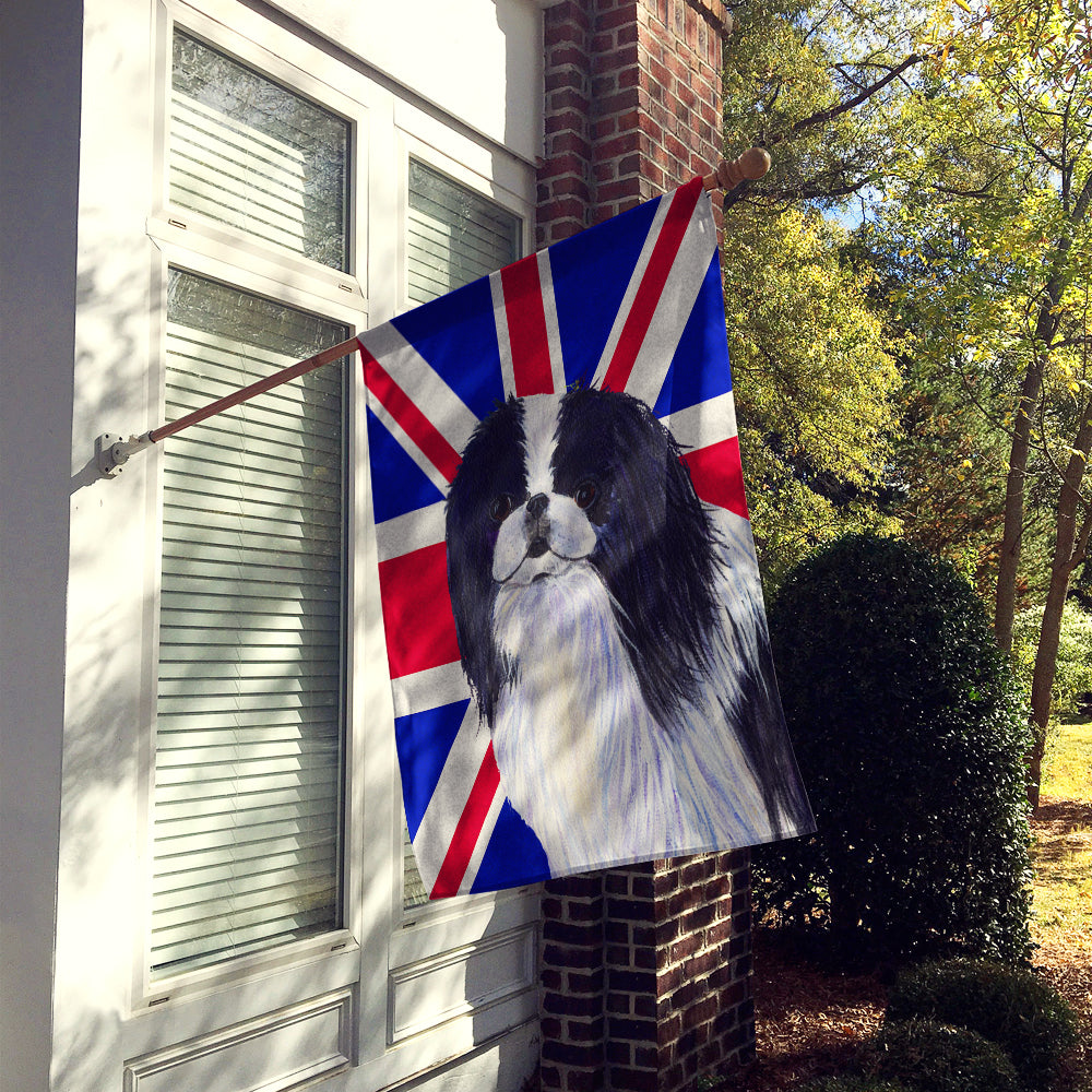 Japanese Chin with English Union Jack British Flag House Flag 28x40 Porch Sleeve Pole Decorative Outside Yard Banner Artwork Wall Hanging, Polyester
