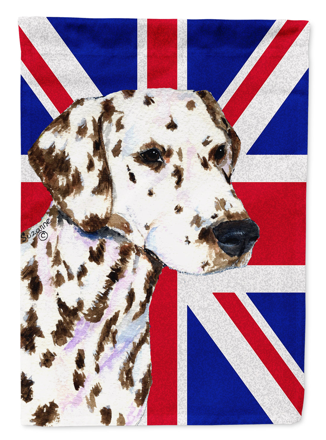 Dalmatian with English Union Jack British Flag House Flag 28x40 Porch Sleeve Pole Decorative Outside Yard Banner Artwork Wall Hanging, Polyester