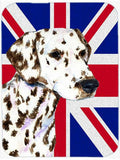 Dalmatian with English Union Jack British Flag Cutting Board Tempered Glass Kitchen Cutting Surface, Heat Resistant Chopping, Non-Slip Feet, Food Prep & Serving