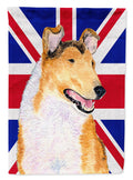 Collie Smooth with English Union Jack British Flag House Flag 28x40 Porch Sleeve Pole Decorative Outside Yard Banner Artwork Wall Hanging, Polyester