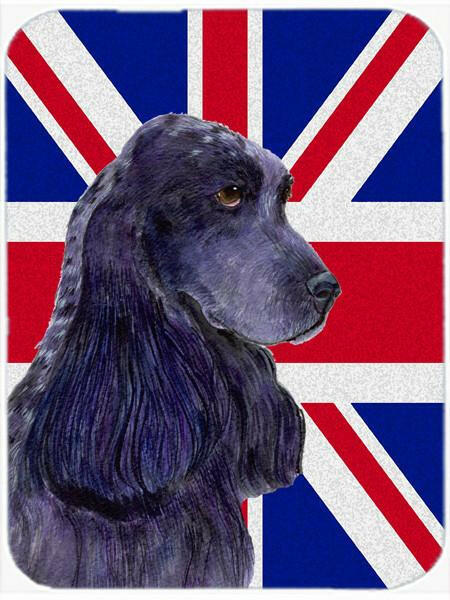 Cocker Spaniel with English Union Jack British Flag Cutting Board Tempered Glass Kitchen Cutting Surface, Heat Resistant Chopping, Non-Slip Feet, Food Prep & Serving