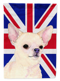 Chihuahua with English Union Jack British Flag House Flag 28x40 Porch Sleeve Pole Decorative Outside Yard Banner Artwork Wall Hanging, Polyester