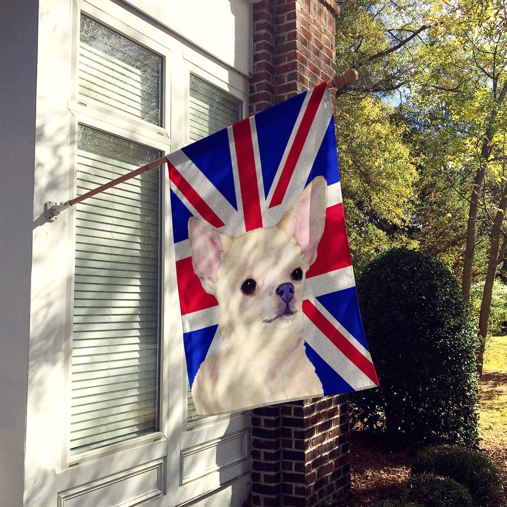 Chihuahua with English Union Jack British Flag House Flag 28x40 Porch Sleeve Pole Decorative Outside Yard Banner Artwork Wall Hanging, Polyester