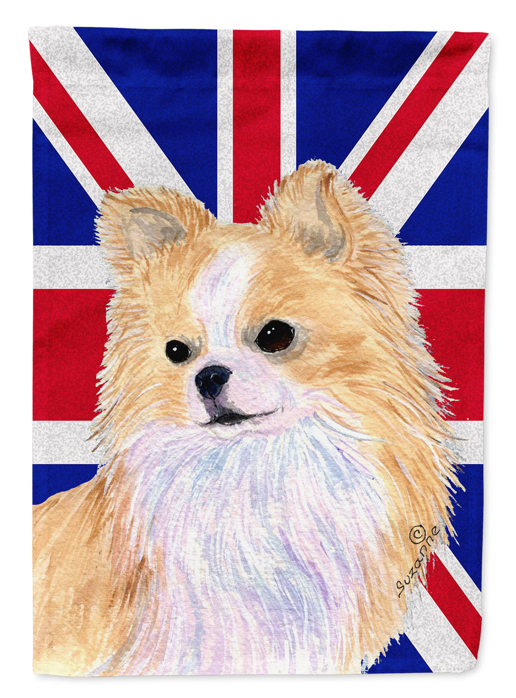 Chihuahua with English Union Jack British Flag House Flag 28x40 Porch Sleeve Pole Decorative Outside Yard Banner Artwork Wall Hanging, Polyester