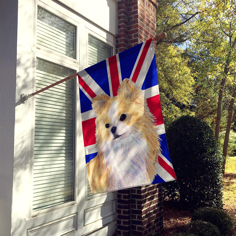 Chihuahua with English Union Jack British Flag House Flag 28x40 Porch Sleeve Pole Decorative Outside Yard Banner Artwork Wall Hanging, Polyester