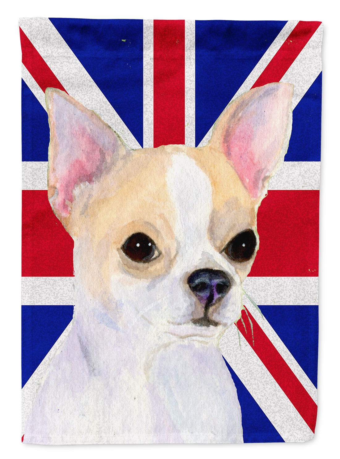 Chihuahua with English Union Jack British Flag House Flag 28x40 Porch Sleeve Pole Decorative Outside Yard Banner Artwork Wall Hanging, Polyester