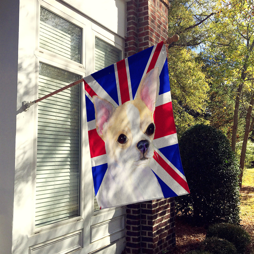 Chihuahua with English Union Jack British Flag House Flag 28x40 Porch Sleeve Pole Decorative Outside Yard Banner Artwork Wall Hanging, Polyester