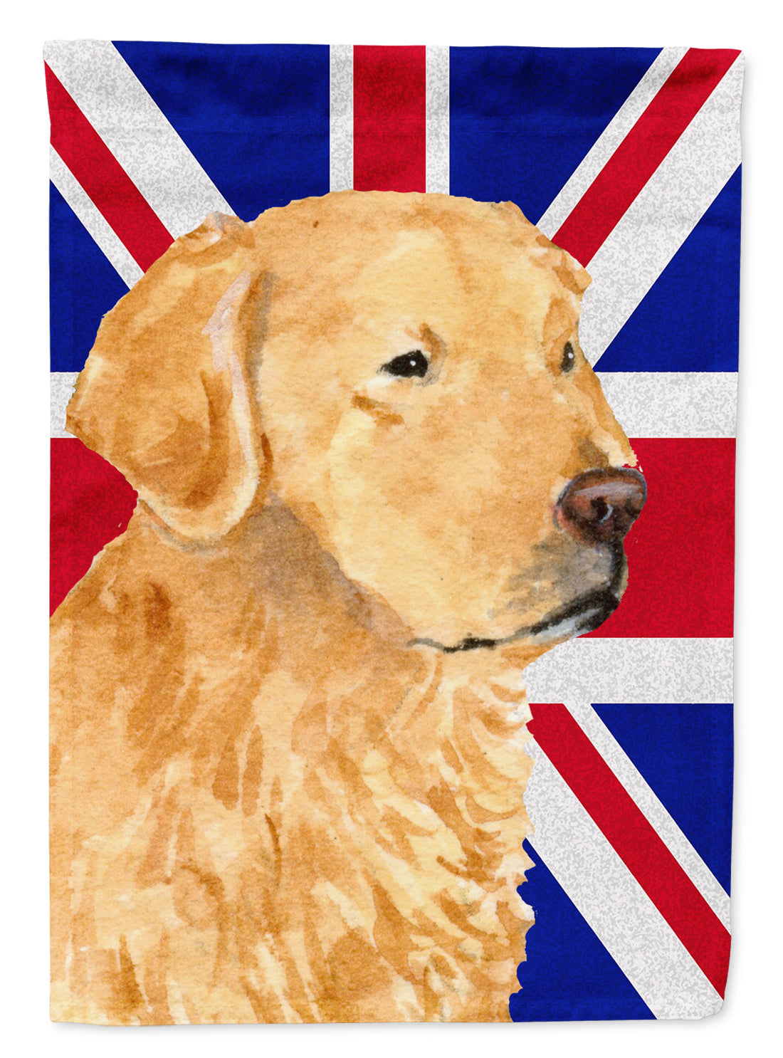 Golden Retriever with English Union Jack British Flag House Flag 28x40 Porch Sleeve Pole Decorative Outside Yard Banner Artwork Wall Hanging, Polyester