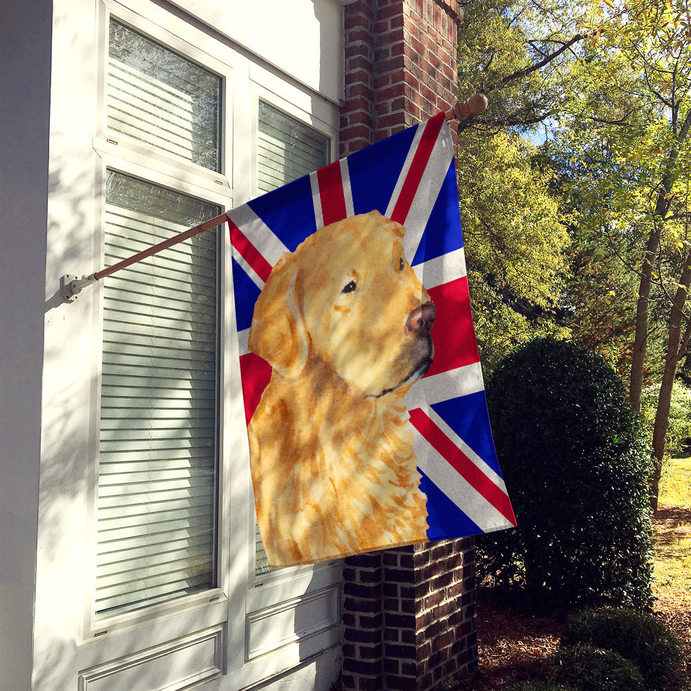 Golden Retriever with English Union Jack British Flag House Flag 28x40 Porch Sleeve Pole Decorative Outside Yard Banner Artwork Wall Hanging, Polyester