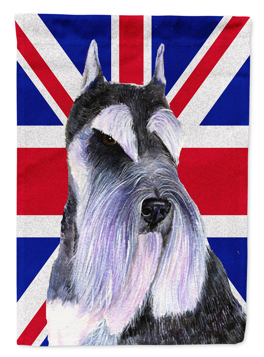 Schnauzer with English Union Jack British Flag House Flag 28x40 Porch Sleeve Pole Decorative Outside Yard Banner Artwork Wall Hanging, Polyester