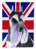 Schnauzer with English Union Jack British Flag House Flag 28x40 Porch Sleeve Pole Decorative Outside Yard Banner Artwork Wall Hanging, Polyester