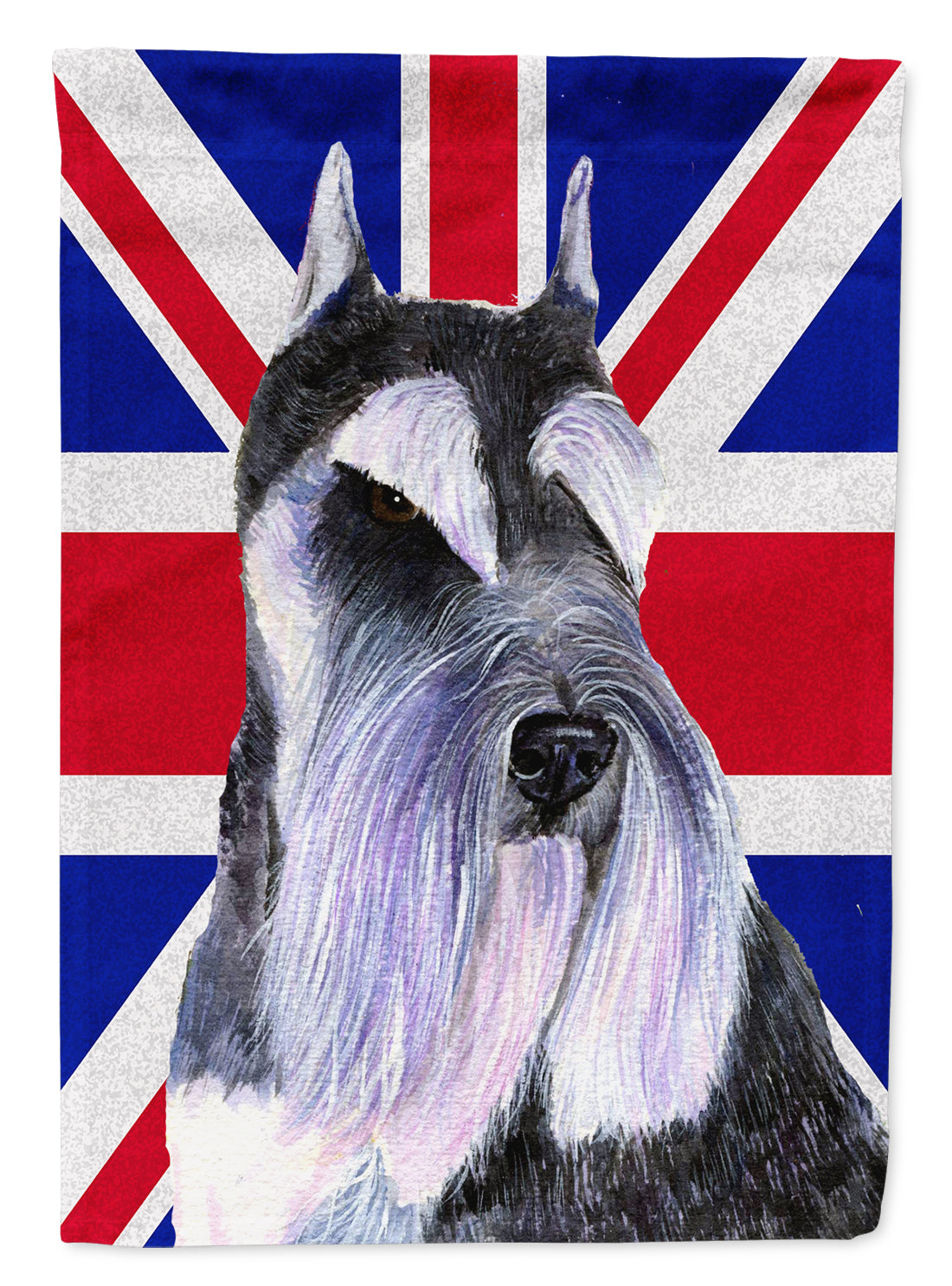 Schnauzer with English Union Jack British Flag House Flag 28x40 Porch Sleeve Pole Decorative Outside Yard Banner Artwork Wall Hanging, Polyester