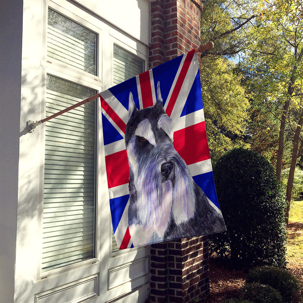 Schnauzer with English Union Jack British Flag House Flag 28x40 Porch Sleeve Pole Decorative Outside Yard Banner Artwork Wall Hanging, Polyester