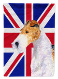 Fox Terrier with English Union Jack British Flag House Flag 28x40 Porch Sleeve Pole Decorative Outside Yard Banner Artwork Wall Hanging, Polyester