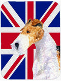 Fox Terrier with English Union Jack British Flag Cutting Board Tempered Glass Kitchen Cutting Surface, Heat Resistant Chopping, Non-Slip Feet, Food Prep & Serving