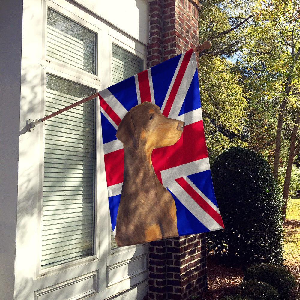 Doberman Natural Ears with English Union Jack British Flag House Flag 28x40 Porch Sleeve Pole Decorative Outside Yard Banner Artwork Wall Hanging, Polyester