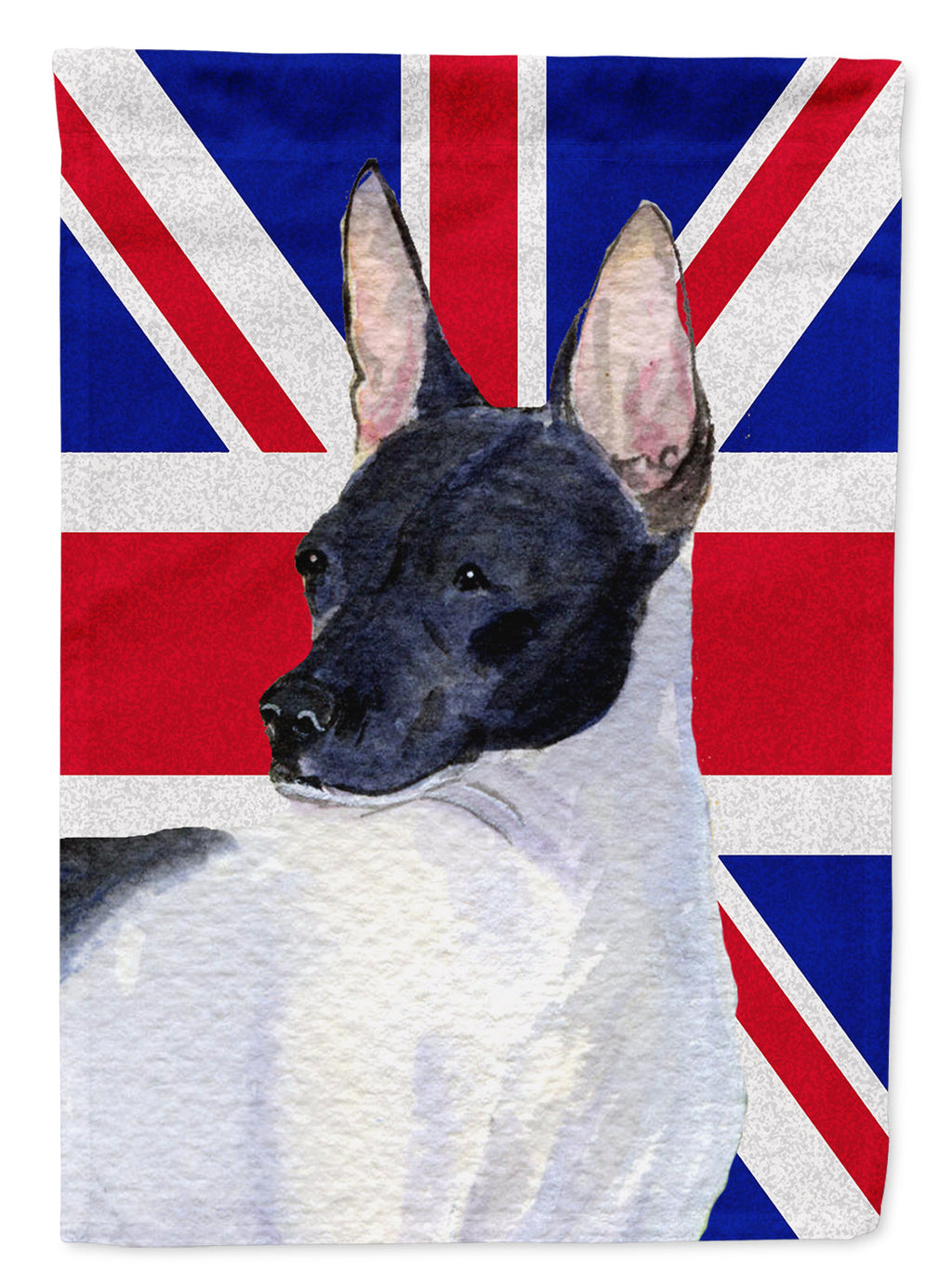 Rat Terrier with English Union Jack British Flag House Flag 28x40 Porch Sleeve Pole Decorative Outside Yard Banner Artwork Wall Hanging, Polyester