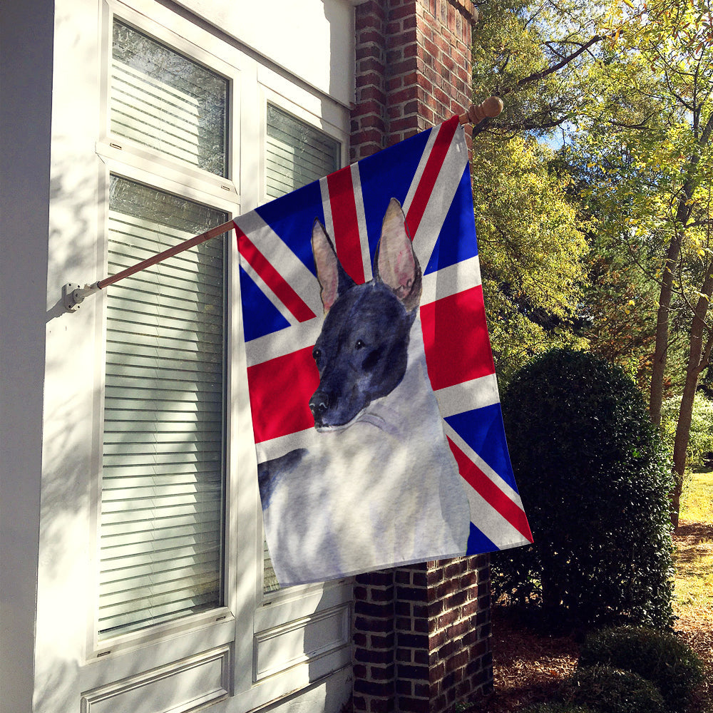 Rat Terrier with English Union Jack British Flag House Flag 28x40 Porch Sleeve Pole Decorative Outside Yard Banner Artwork Wall Hanging, Polyester