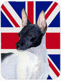 Rat Terrier with English Union Jack British Flag Cutting Board Tempered Glass Kitchen Cutting Surface, Heat Resistant Chopping, Non-Slip Feet, Food Prep & Serving