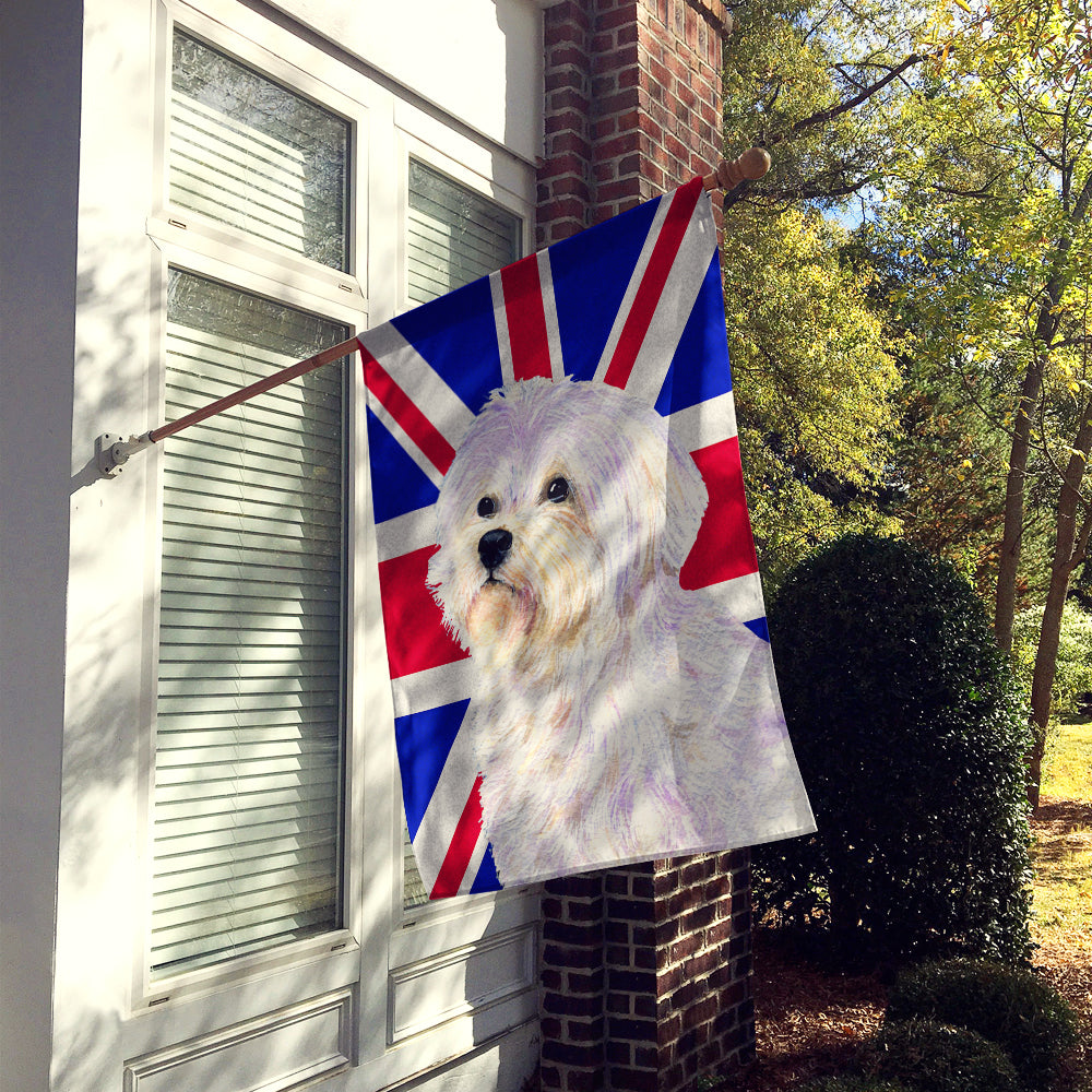 Maltese with English Union Jack British Flag House Flag 28x40 Porch Sleeve Pole Decorative Outside Yard Banner Artwork Wall Hanging, Polyester
