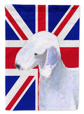 Bedlington Terrier with English Union Jack British Flag House Flag 28x40 Porch Sleeve Pole Decorative Outside Yard Banner Artwork Wall Hanging, Polyester
