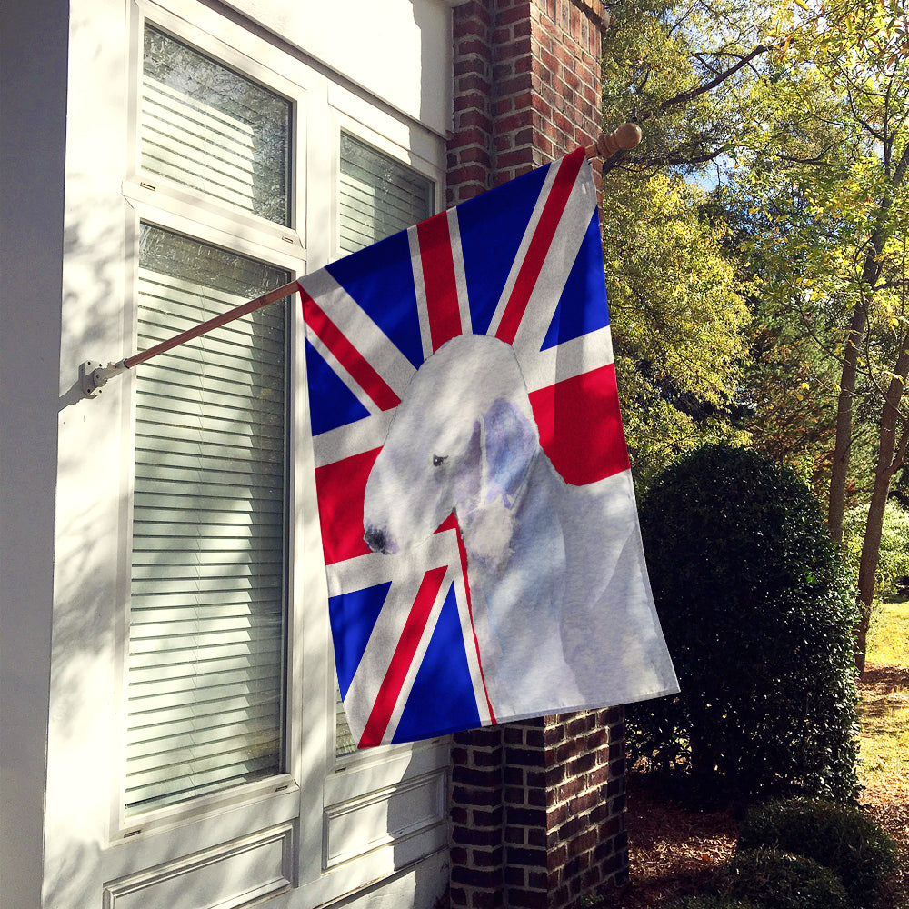 Bedlington Terrier with English Union Jack British Flag House Flag 28x40 Porch Sleeve Pole Decorative Outside Yard Banner Artwork Wall Hanging, Polyester