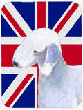 Bedlington Terrier with English Union Jack British Flag Cutting Board Tempered Glass Kitchen Cutting Surface, Heat Resistant Chopping, Non-Slip Feet, Food Prep & Serving