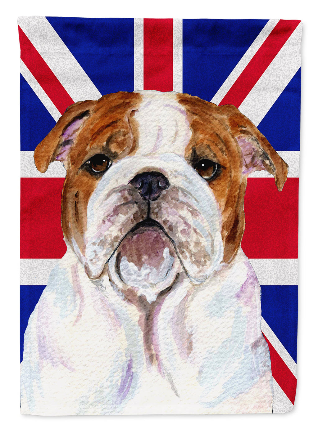 English Bulldog with English Union Jack British Flag House Flag 28x40 Porch Sleeve Pole Decorative Outside Yard Banner Artwork Wall Hanging, Polyester