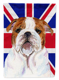 English Bulldog with English Union Jack British Flag House Flag 28x40 Porch Sleeve Pole Decorative Outside Yard Banner Artwork Wall Hanging, Polyester