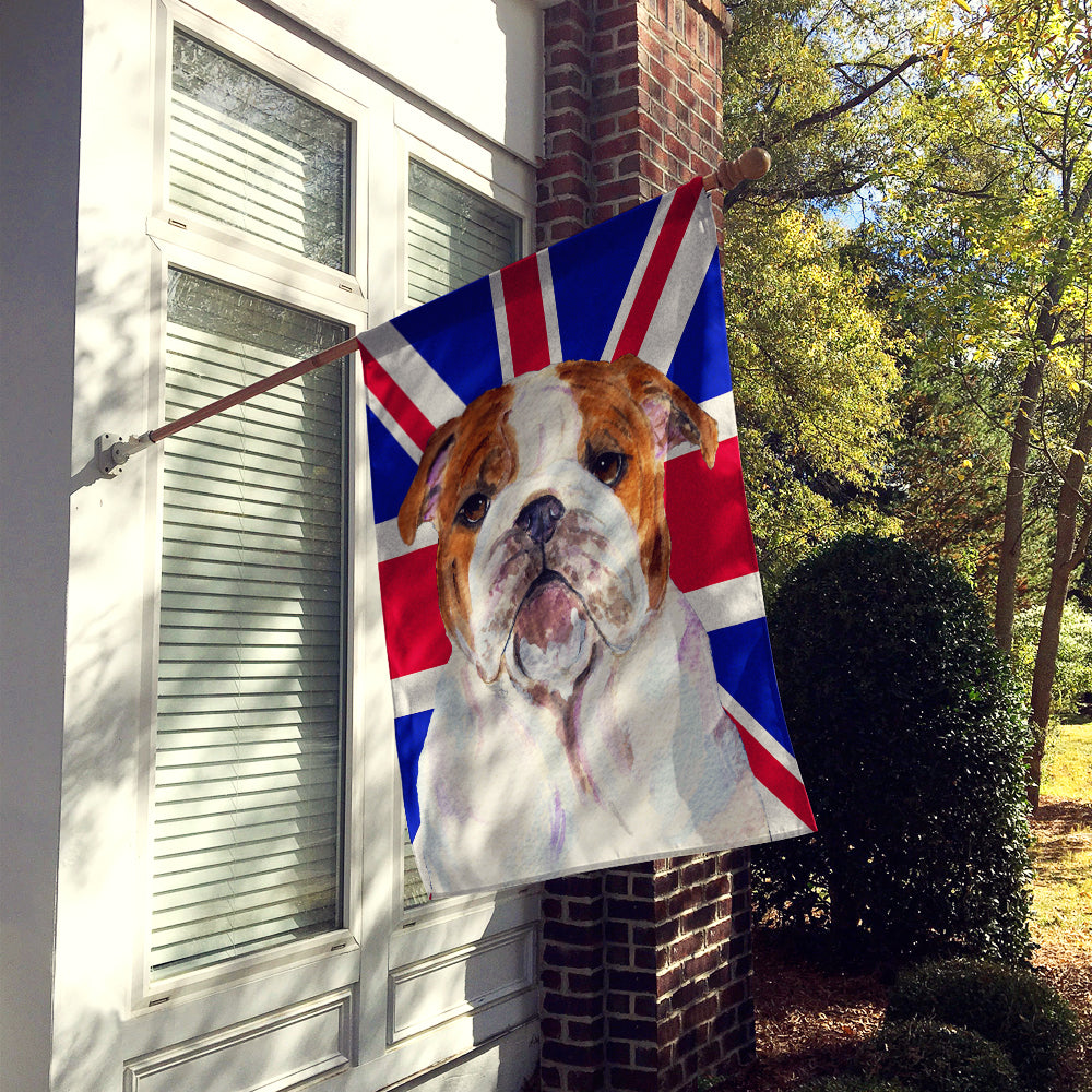 English Bulldog with English Union Jack British Flag House Flag 28x40 Porch Sleeve Pole Decorative Outside Yard Banner Artwork Wall Hanging, Polyester