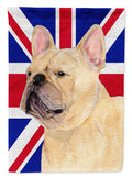 French Bulldog with English Union Jack British Flag House Flag 28x40 Porch Sleeve Pole Decorative Outside Yard Banner Artwork Wall Hanging, Polyester