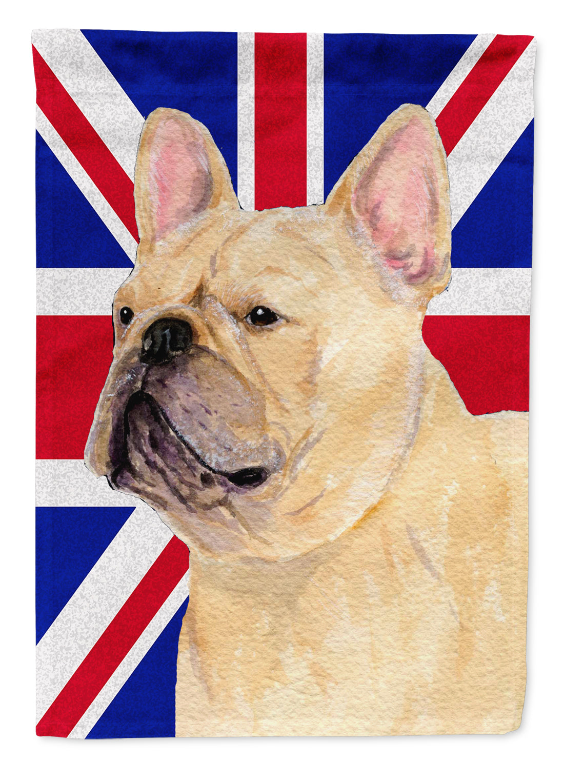 French Bulldog with English Union Jack British Flag House Flag 28x40 Porch Sleeve Pole Decorative Outside Yard Banner Artwork Wall Hanging, Polyester