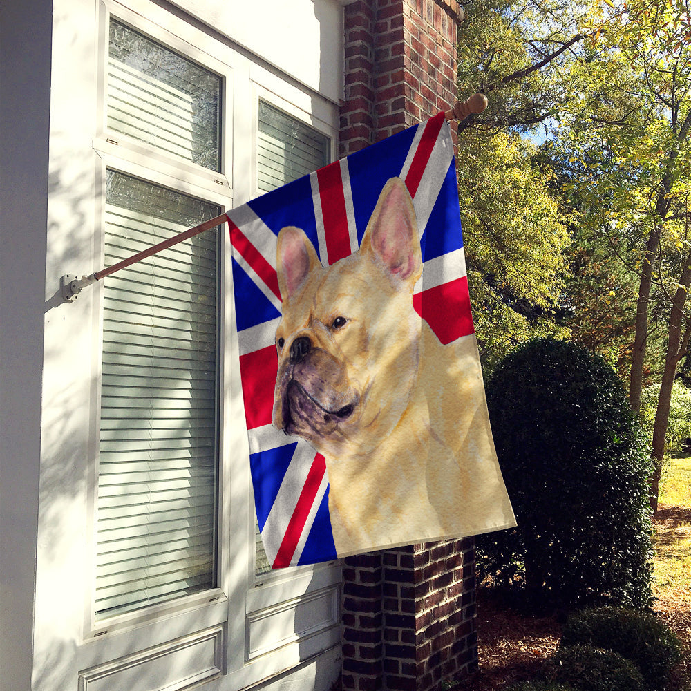 French Bulldog with English Union Jack British Flag House Flag 28x40 Porch Sleeve Pole Decorative Outside Yard Banner Artwork Wall Hanging, Polyester