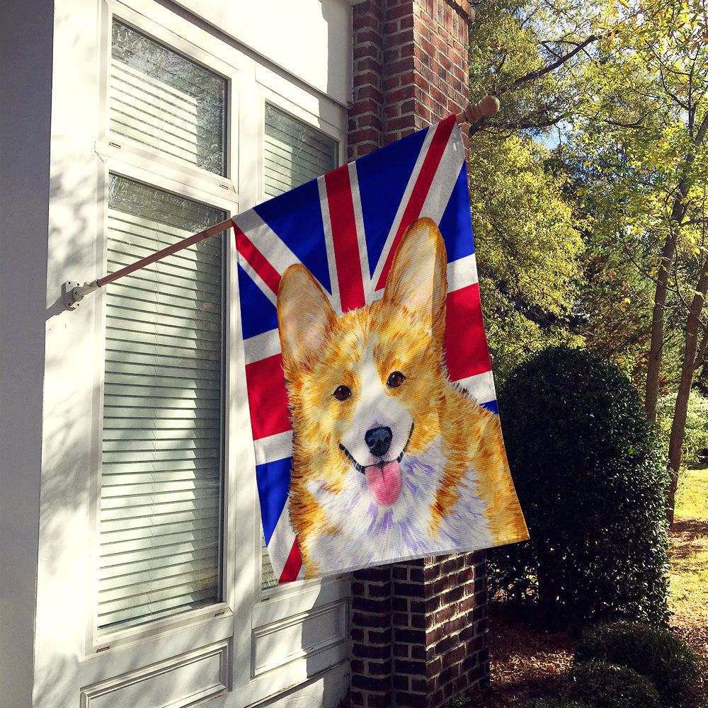 Corgi with English Union Jack British Flag House Flag 28x40 Porch Sleeve Pole Decorative Outside Yard Banner Artwork Wall Hanging, Polyester