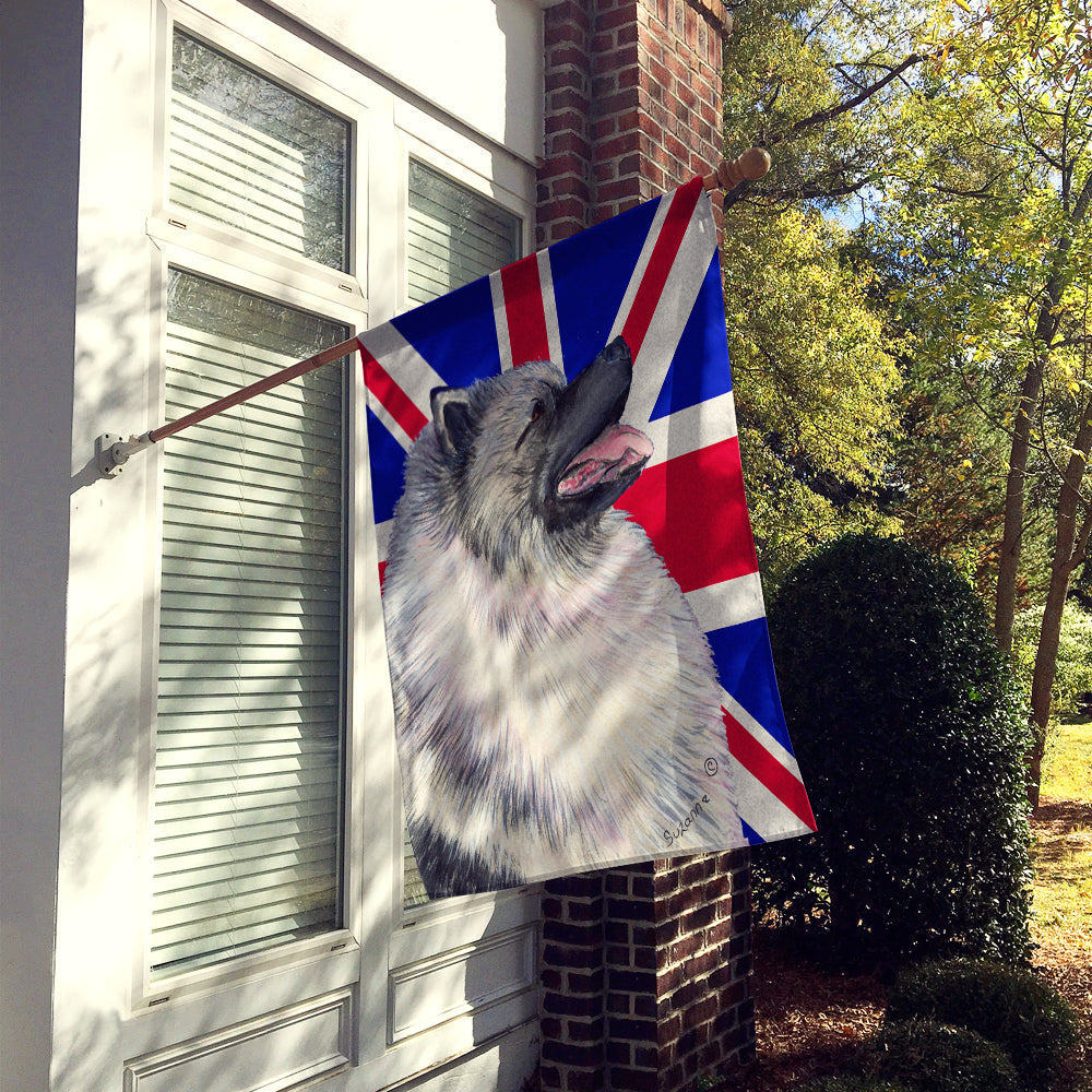 Keeshond with English Union Jack British Flag House Flag 28x40 Porch Sleeve Pole Decorative Outside Yard Banner Artwork Wall Hanging, Polyester