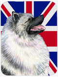 Keeshond with English Union Jack British Flag Cutting Board Tempered Glass Kitchen Cutting Surface, Heat Resistant Chopping, Non-Slip Feet, Food Prep & Serving
