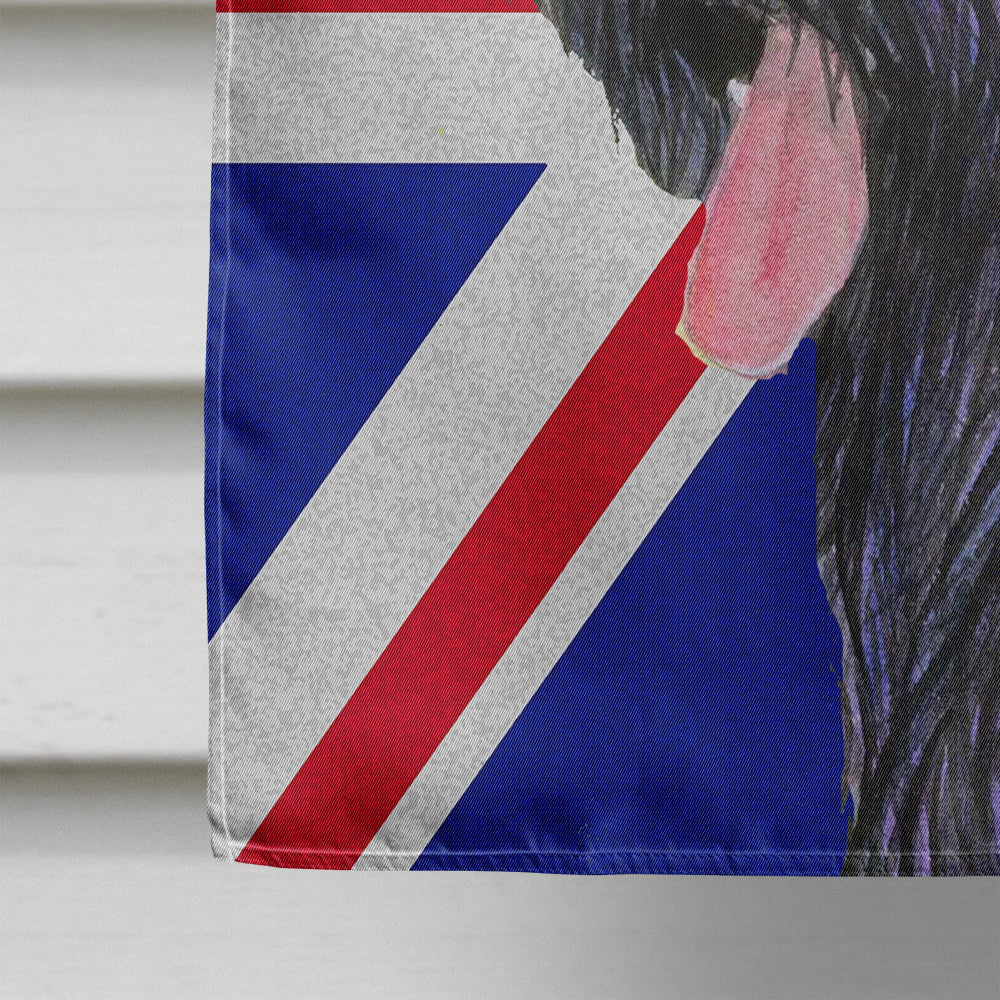 Briard with English Union Jack British Flag House Flag 28x40 Porch Sleeve Pole Decorative Outside Yard Banner Artwork Wall Hanging, Polyester