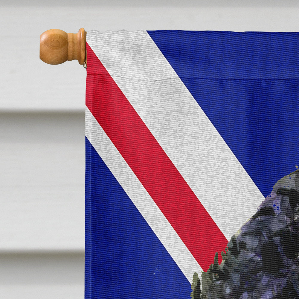 Portuguese Water Dog with English Union Jack British Flag House Flag 28x40 Porch Sleeve Pole Decorative Outside Yard Banner Artwork Wall Hanging, Polyester